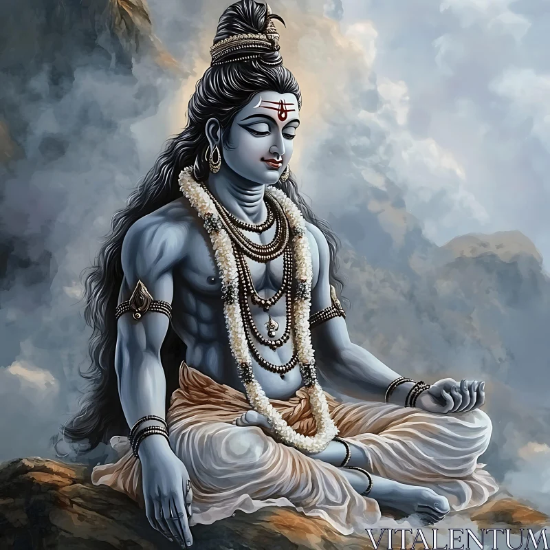 Shiva in Meditation: A Tranquil Deity Image AI Image