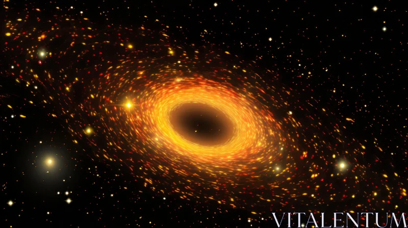 Black Hole in Space Surrounded by Stars - Dark Gold and Orange AI Image