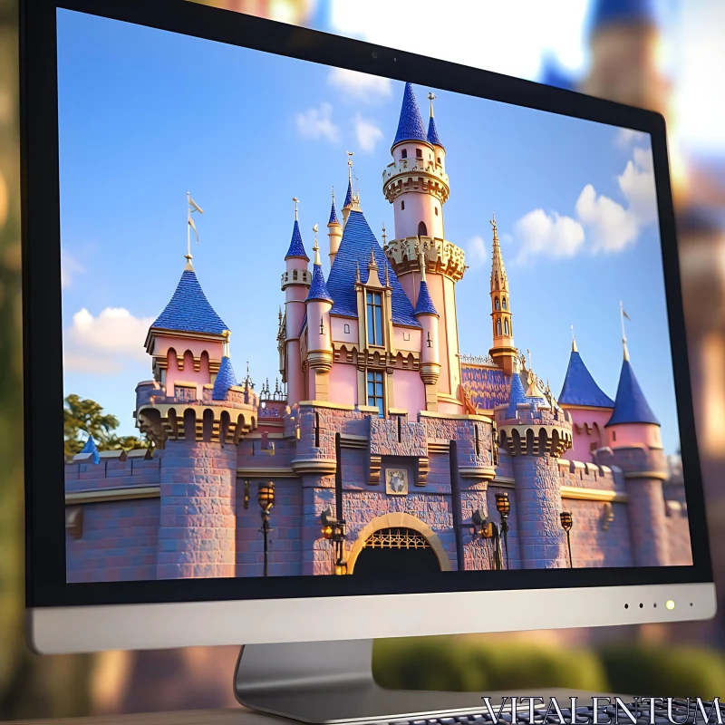 Fairy Tale Castle on Screen AI Image