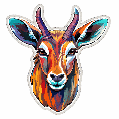 Cartoon Impala Head Illustration with Transparent Background POD Design