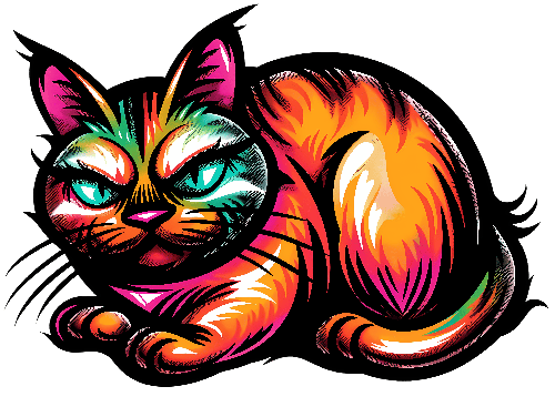 Cartoon Style Cat Vector Illustration POD Design