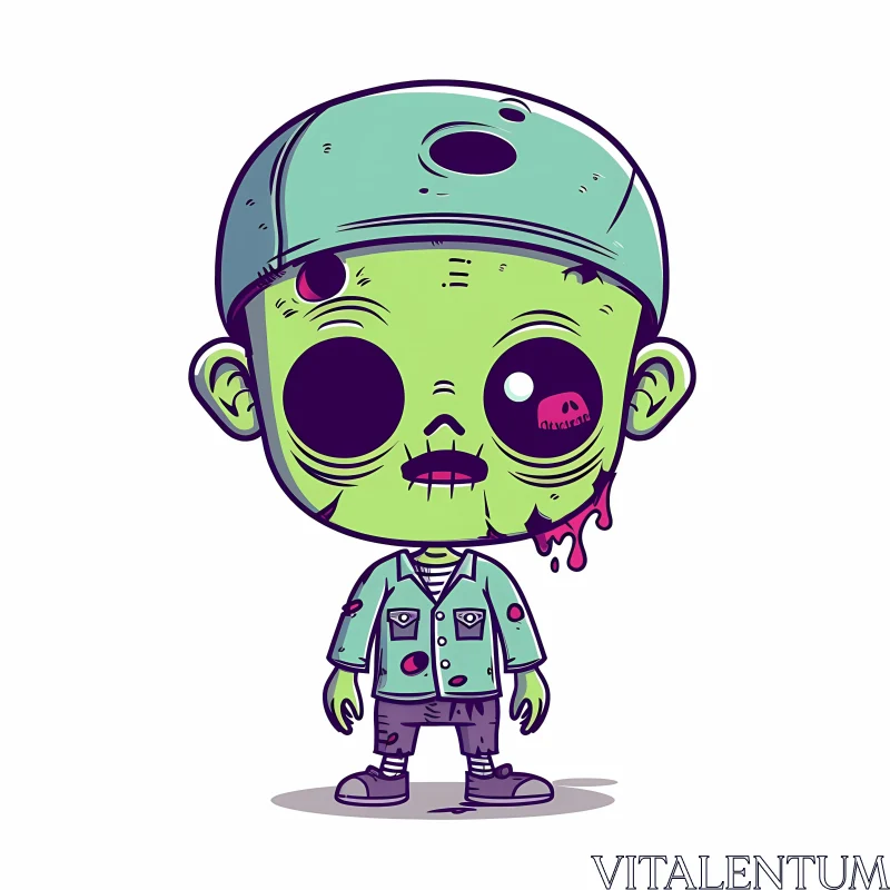 Cartoon Style Zombie Child Illustration AI Image