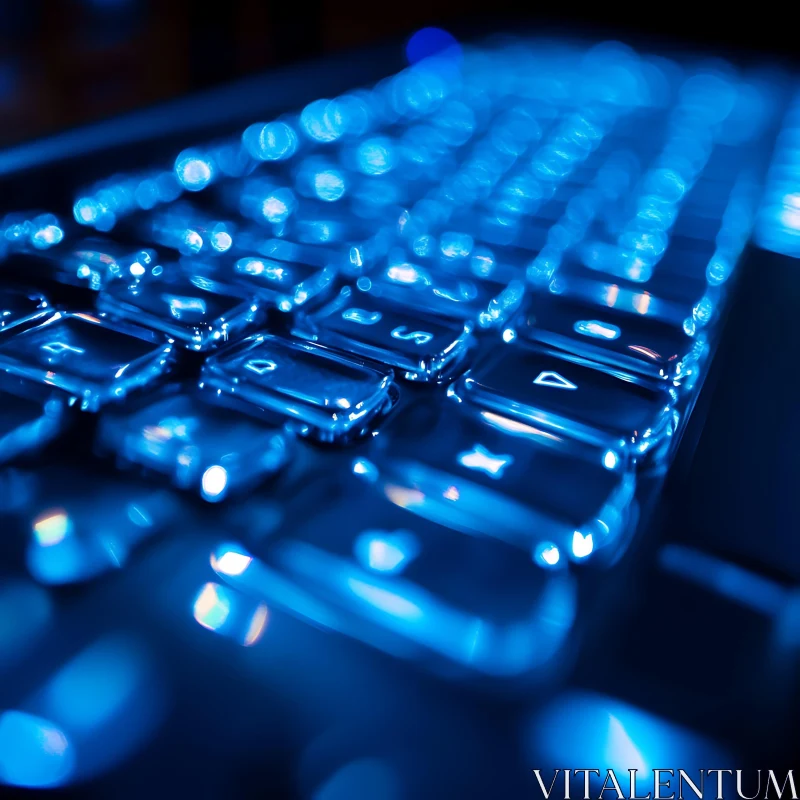 Glowing Blue Computer Keyboard AI Image