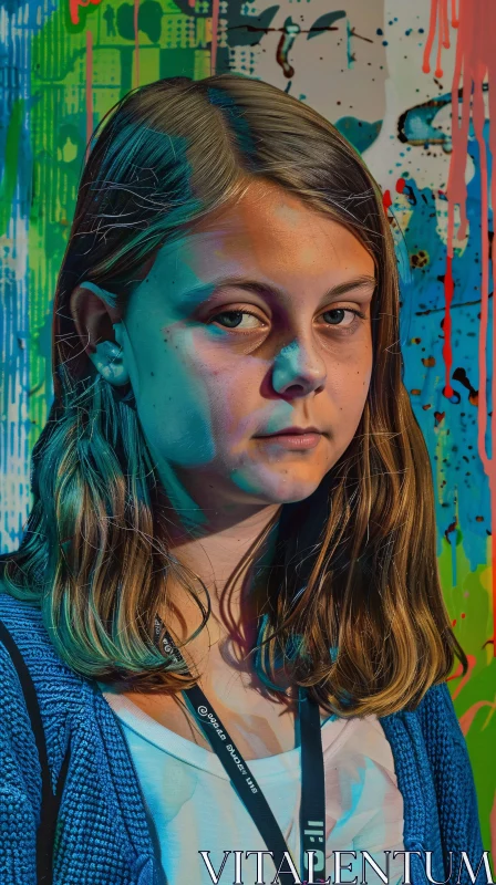 AI ART Greta Thunberg Abstract Portrait