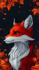 Fox in a Fall Setting Illustration