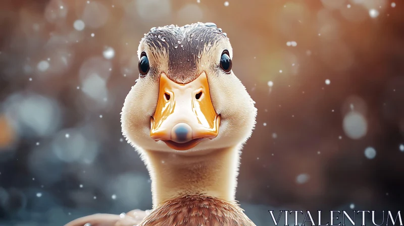 Charming Duckling Close-Up with Bokeh AI Image