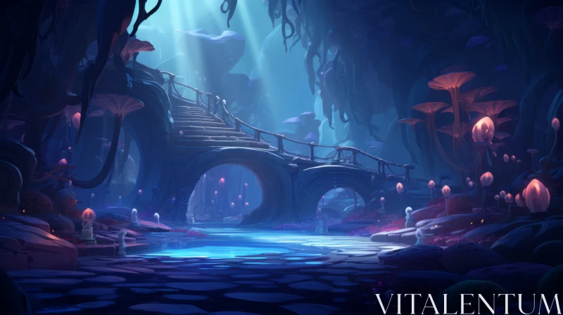 Enchanted Seapunk Fantasy Landscape Illustration AI Image