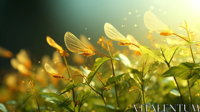Enchanting Field with Butterflies - Futuristic Artistic Render AI Image