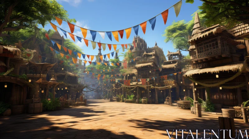 Enchanting Village Scene in Piratepunk Style AI Image