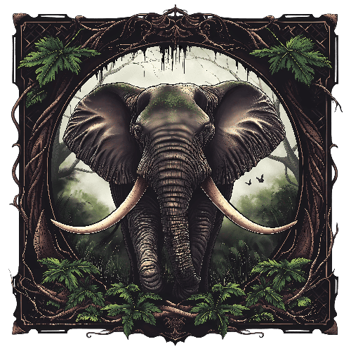 Exquisite Elephant Art for Print - Detailed Jungle Scene