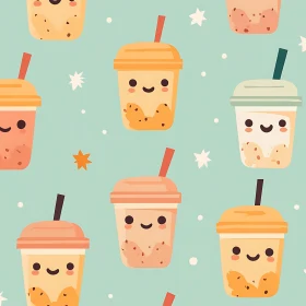 Playful Boba Tea Seamless Artwork