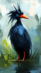 Vivid Wildlife Art: Bird with Spiky Feathers