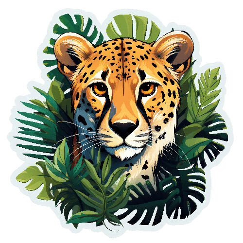 POD Design Vector Illustration of Cheetah's Face on a Transparent Background