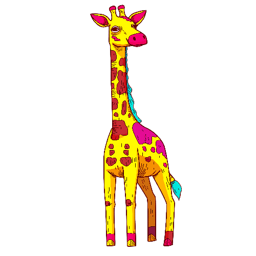 Whimsical Giraffe Illustration for Unique Merchandise POD Design