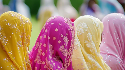 Women in Vibrant Traditional Headscarves