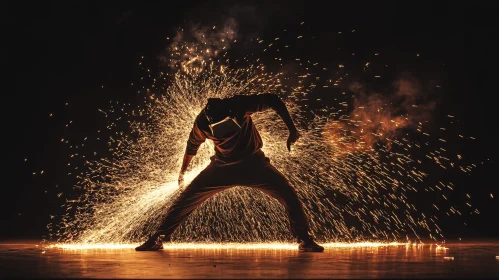 Silhouette in a Shower of Sparks