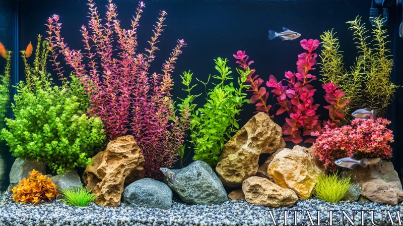 AI ART Beautiful Freshwater Aquarium with Lush Plants