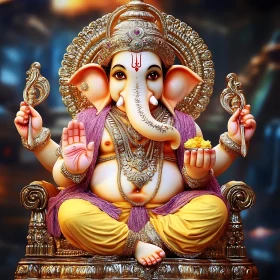 Golden Ganesha: A Spiritual Art Piece