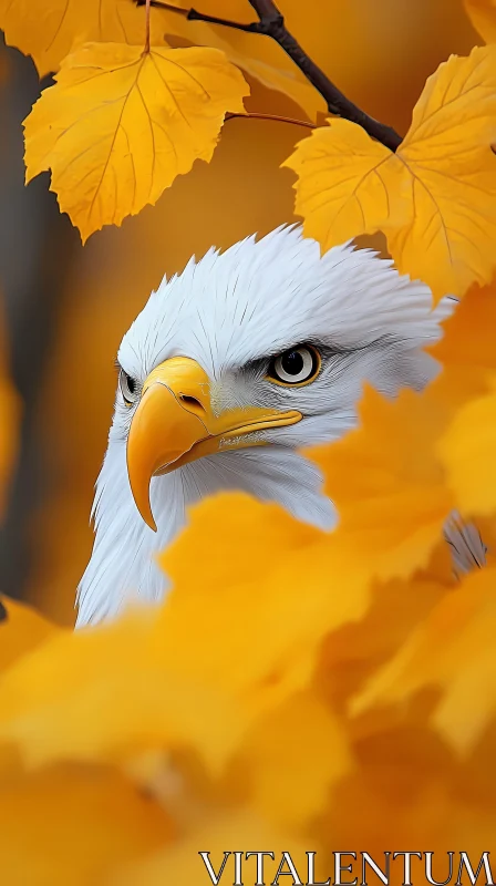 Majestic Eagle Amidst Golden Leaves AI Image