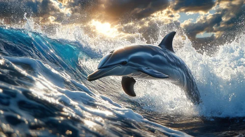 Oceanic Dolphin in Sunset