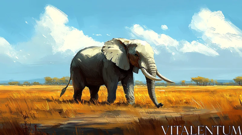 AI ART Elephant amidst Savanna Landscape