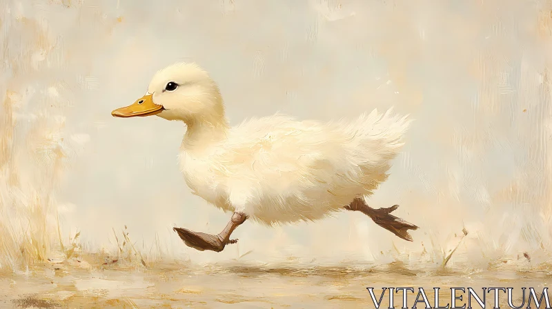 Artistic Duckling in Movement AI Image