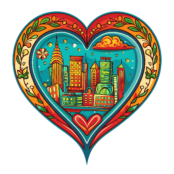 Urban Skyline Heart Art Tee