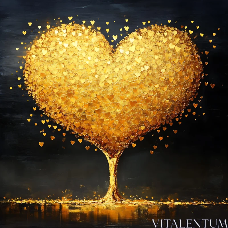 AI ART Tree of Golden Hearts Artwork