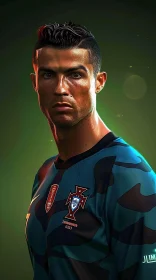 Intense Cristiano Ronaldo Football Portrait