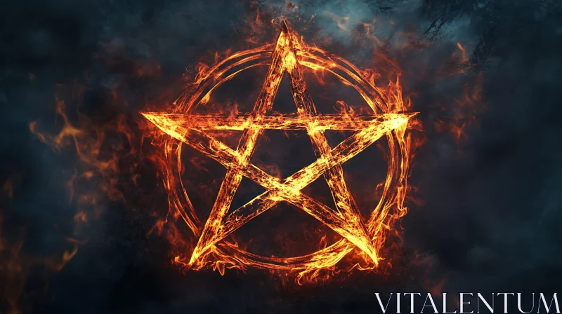 Blazing Pentagram Symbolic Artwork AI Image