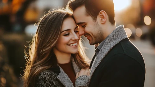 Affectionate Couple in Warm Sunlight