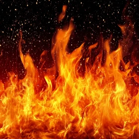 Fiery Blaze with Sparks in the Darkness