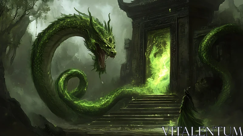 AI ART Ancient Dragon guarding the gate