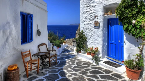 Island Architecture: White Walls and Blue Door