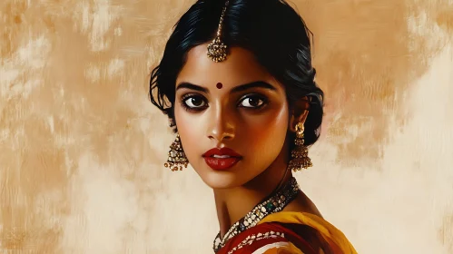 Serene Portrait of Woman in Traditional Attire