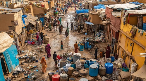 African village street with people