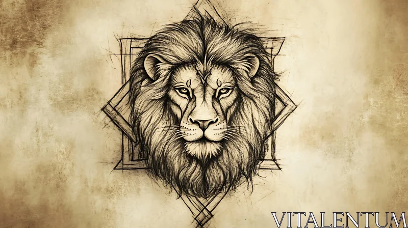 AI ART Lion Head Geometric Art