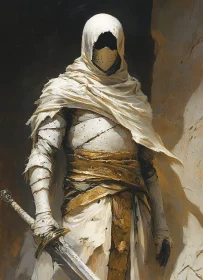 Cloaked Warrior with Sword Illustration