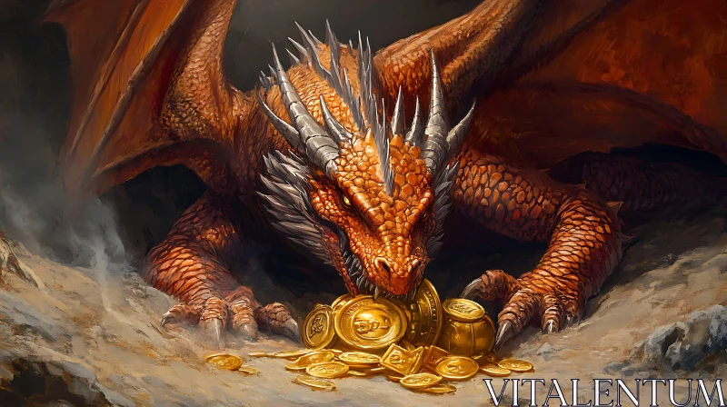 AI ART Golden Dragon and Treasure Trove