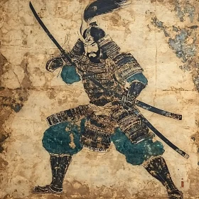 Vintage Japanese Samurai Art Illustration