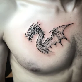 Black Ink Dragon Tattoo Design