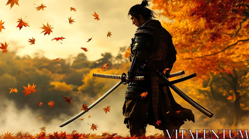 AI ART Autumn Warrior: A Samurai's Journey