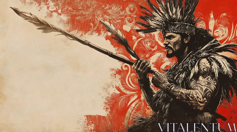 AI ART Indigenous Warrior Artwork