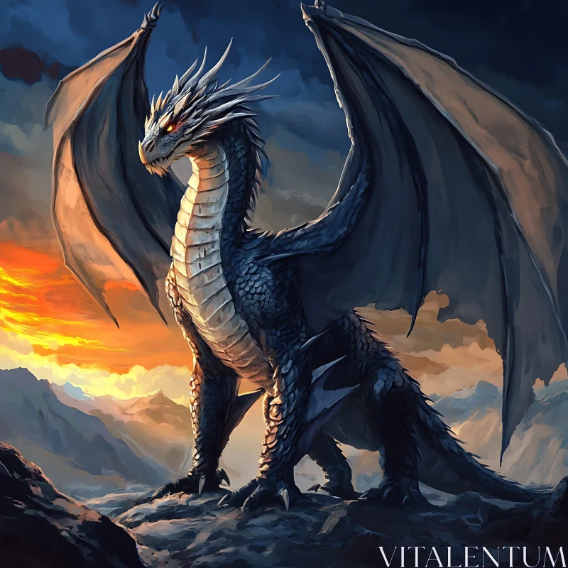 AI ART Dragon Silhouette Against Twilight Sky