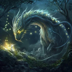 Forest Dragon and Glowing Figure