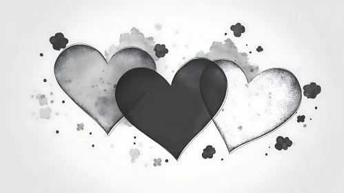 Three Hearts in Monochrome Harmony