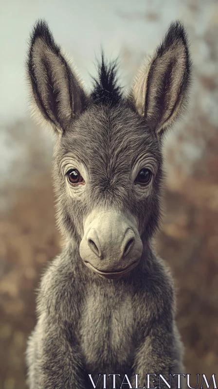 Young Donkey Close-Up Image AI Image