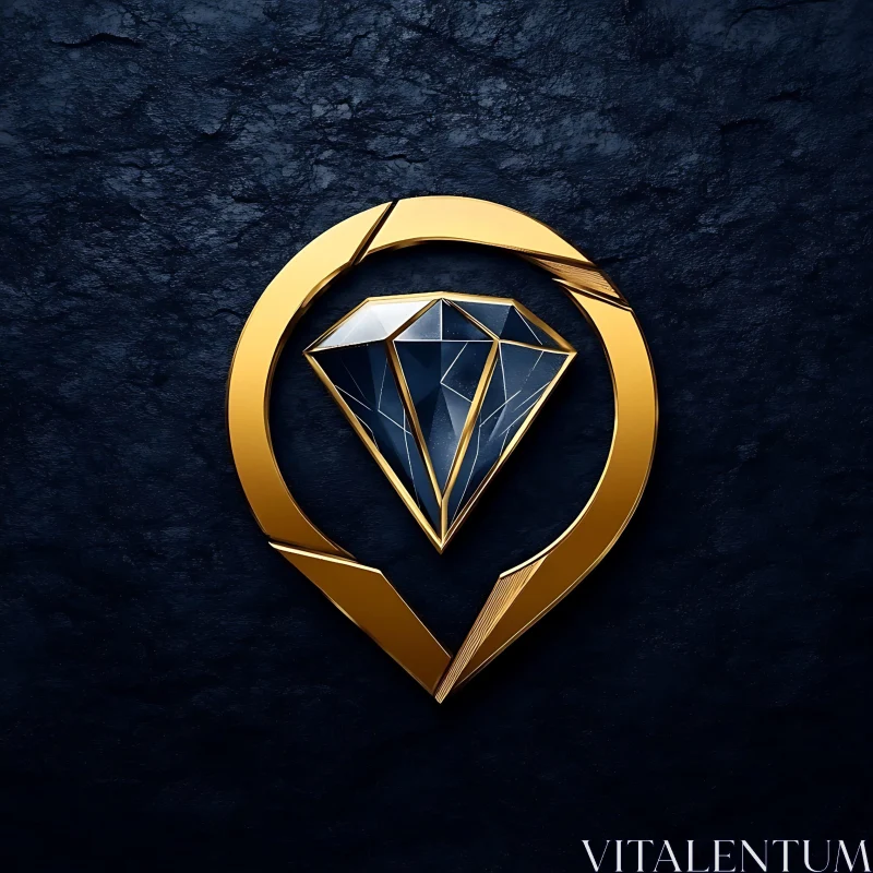 Luxurious Golden Emblem with Diamond Centerpiece AI Image