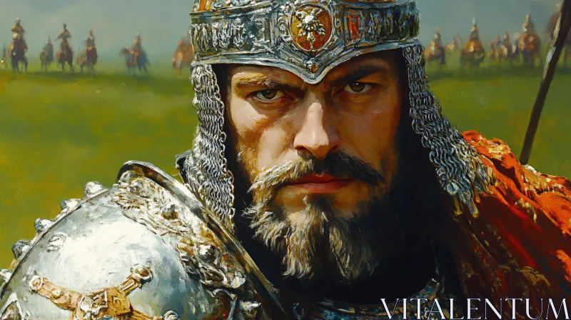 AI ART Armored Warrior Painting - Historical Figure