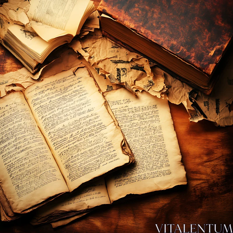 Antique Books and Papers Composition AI Image